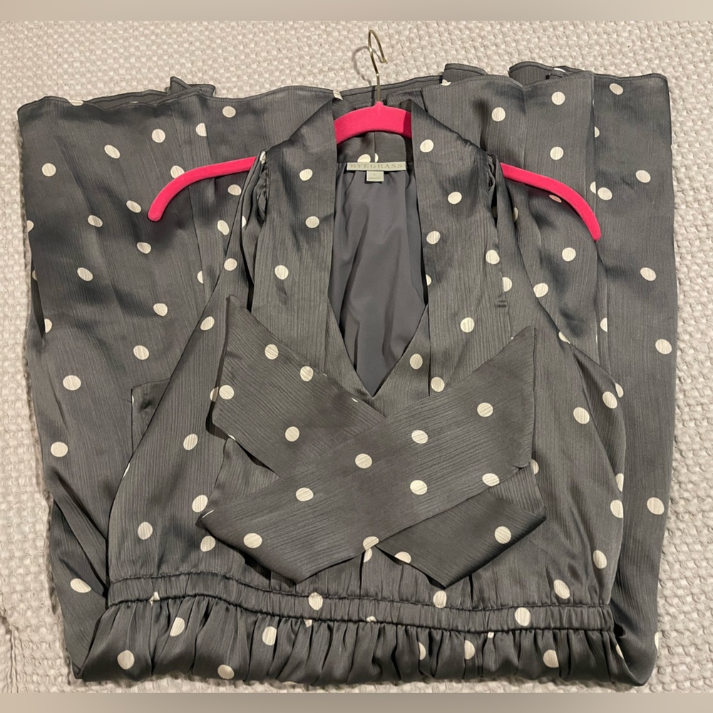 Ryegrass Gray & White Polka Dot Midi Dress